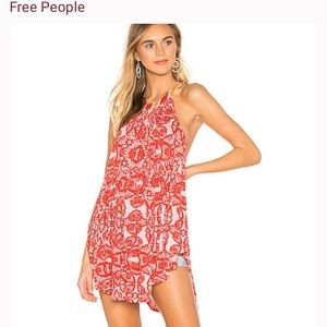 FREE PEOPLE linen blend size medium Halter Neck Mimi printed Tunic Top boho
